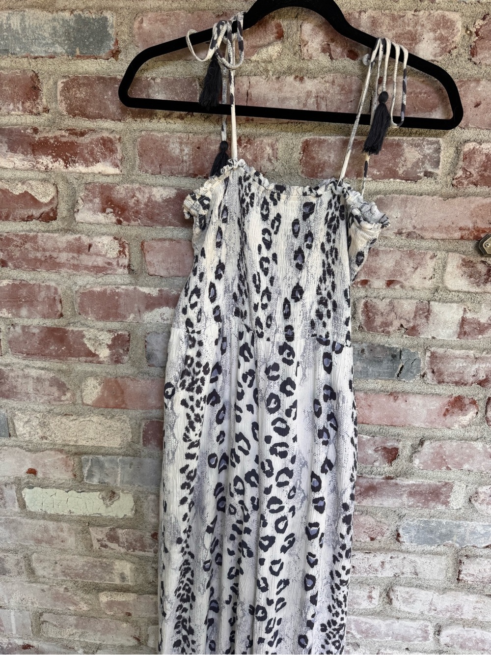Boutique White/Blue Cheetah Jumpsuit